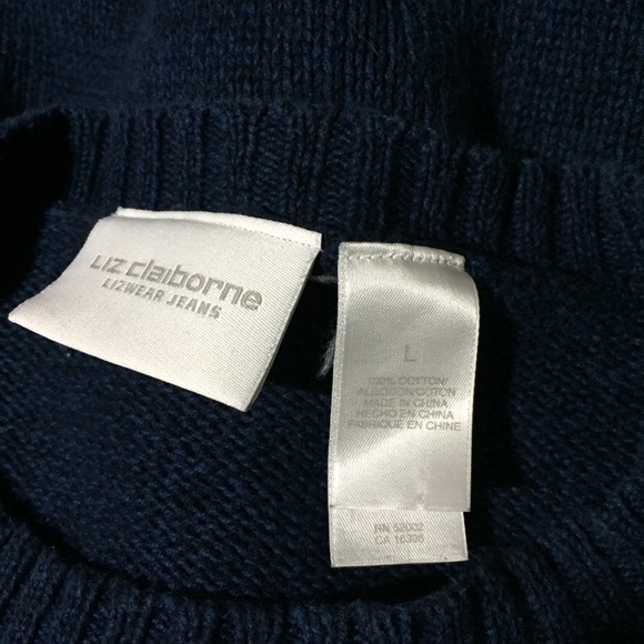 Liz Claiborne Navy Snowflake Thick Cozy Sweater - Picture 4 of 4